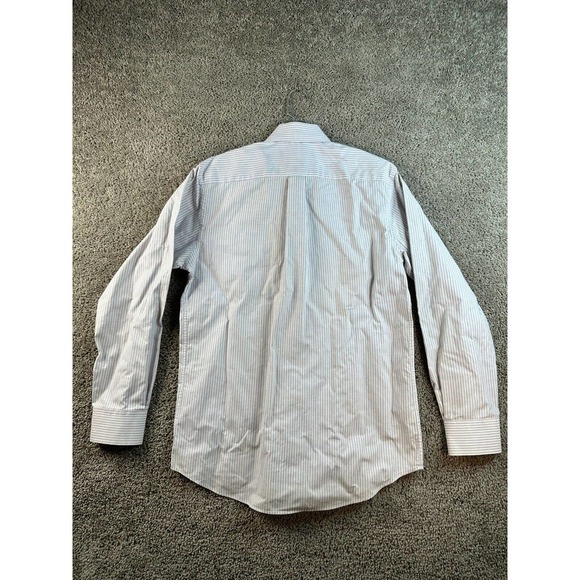 Mark & Spencer Button Up Shirt Mens Medium 15 1/2 Blue White Striped FLAW - Picture 6 of 14